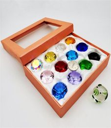 Artificial Crystal Glass Diamond Jewel Paperweight Home Decor Children Toys 12 Colour Round Cut Crystal Gem Gift Box Set 12pcs 22044360353