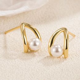 Stud Earrings 2023 Trend Unique Design Exquisite Light Luxury Geometric Pearl For Women Girls Wedding Jewellery Party Gifts