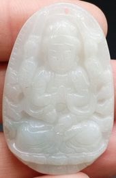 Certified Lavender Green 100% Natural A Jade Jadeite Pendant 1000 Hand Kwan Yin