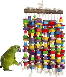 Toys Bird Toy Parrot Toy Made with Nature Wood Parrot Toys for Large and Medium Birds Best Toys for African Grey, Parakeets, Finch, B