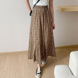 Skirts Woman Skirt Summer Korean Ins Fashion Temperament Gentle Vintage Floral Slim Versatile High Waist Female Skirt 230427