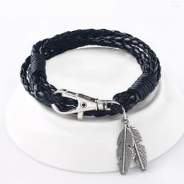 Charm Bracelets 2023 Fashion Jewellery Handmade Weave Multilayer Leather Bracelet Vintage Cuff Leaves For Women Pulseras Mujer