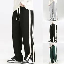 Men's Pants Sports Versatile Striped Wide Leg Sweatpants Comfortable Stylish For Elastic Waist