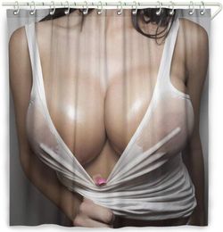 Curtains Custom Sexy Hot Girl Sexy Woman Breast Bathroom Shower Curtain