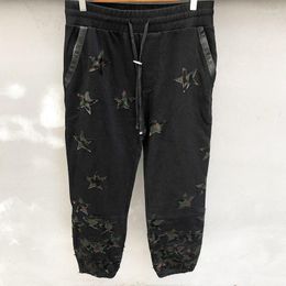 Men's Pants High Quality Men Leather Camouflage Stitching Trouser Jogger Streetwear Sweatpant Black Hombre Casual Cargo Pant