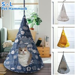 Mats Pet Cat Tent Hammock Cat Removable Hanging House Bed Cone Shape Breathable Linen Sponge Cage Cover Creative Pet Supplies