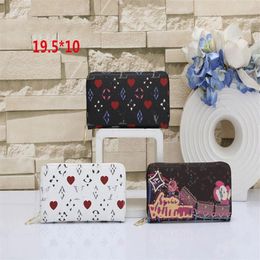 Zippy Long Style Wallet Womens MY HERITAGE PU leather Card Holders Coin Purses Women Designer Classic Flower Credit Cards Zipper W2848