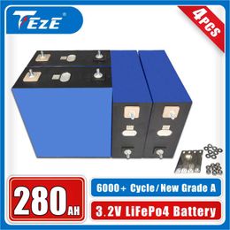 New 3.2v 280Ah Lifepo4 Rechargeable Battery 4PCS Lithium Iron Phosphate Solar Cell Deep Cycle 12V 24V Golf Cart Car Boat