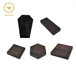 Jewellery Pouches MDNEN Black Walnut Solid Wood Display Stand For 16G/14G/Threadless Piercing Stud Earrings