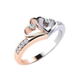 Band Rings Elegant 925 Sterling Silver Twocolor Natural Gemstone Heart White Sapphire Ring Bridal Wedding Engagement Fine Jewellery AA230426