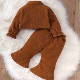 Clothing Sets newborn baby girls autumn and winter Clothes Sets brown long-sleeved cardigan lapel jacket pants fashion suit R231127