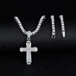 Fashion Designer Cross Necklace Personalised Hot Collection Jewellery Water Diamond Cross Pendant mens Hip Hop cuban link chain necklace