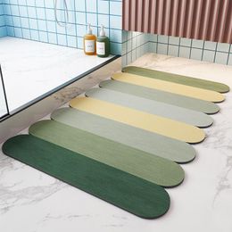 Mats Summer Absorbent Bathroom Mat Quick Drying Bath Mats Nonslip Diatom Floor Rug Entrance Doormat Nappa Skin Shower Room Carpet