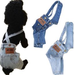 Jeans Puppy Dog Clothes for Dogs Denim Jumpsuit Costumes Overalls for Dog French Bulldog Yorkshire Terrier Pet Pants Jumpsuit Jeans L