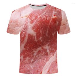 Camisetas masculinas Moda de moda Hip-hop Camisa de comida Animal Vaca Verão Homens e mulheres 3D Camiseta de porco divertida Bife de pimenta preta