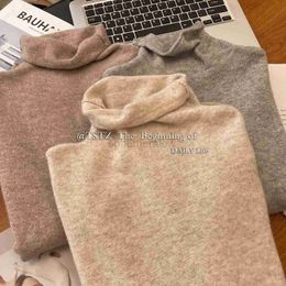 Women's Sweaters 100% pure cashmere sweater women's turtleneck sweater with autumn winter pile neck sweater with rolled edge bottom knitwear zln231127