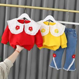 Clothing Sets Girls' Spring and Autumn Suit Western Style Children's Clothes Baby's Spring Red 2pcs Set Year Baby's Autumn Suit