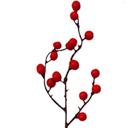 Decorative Flowers 12Pcs Artificial Christmas Berries Branches Holly Bacca Red Foam Accs For Holiday Wedding Supplies Home Party Wrapping