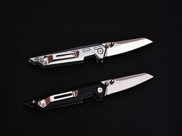 Hot A1909 Pocket Folding Knife 440C Satin Blade Space Aluminium Handle Outdoor Camping Hiking Fishing EDC Knives with Nylon Bag