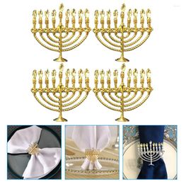 Table Cloth 4 Pcs Hanukkah Napkin Ring Para Mesa Jewish Party European Serviette Alloy Rings