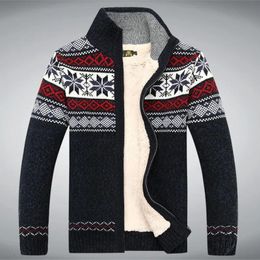 Männer Pullover Winter Pullover Männlich Verdicken Fleece Männer Strickjacke Baumwolle Gestrickte Jacquard männer Pullover mantel Größe S-3XL 231127