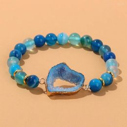 Charm Bracelets 8mm Natural Blue Agates Bracelet Irregular Druzy Stone Healing Reiki Yoga For Women Men Jewellery Gifts