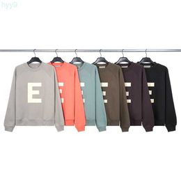 Men's Hoodies Sweatshirts Fog Double Line Essentialssweatshirts Flocked E-line Round Neck Plush High Street Loose Long Sleeved Versatile Women