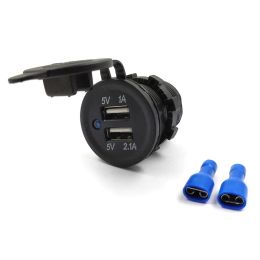 Car Dual USB Charger Cover for Motorcycle Auto Truck ATV Boat 12V-24V LED Dual USB Socket Mount Chargers Power Adapter