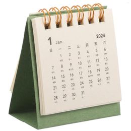 Garden Decorations De Adviento Maquillaje Flip Monthly Ornament Desk 2024 Standing Bamboo Green Office Decoration Calendar-2024