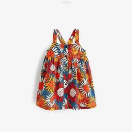 Set di abbigliamento Dolce Nuova boutique all'ingrosso Spiaggia Cartoon Girasoli Stampa Sling Maniche Estate Bambino Bambini Vestito da neonata