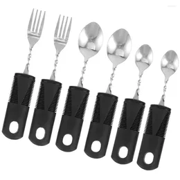 Dinnerware Sets 2 Stainless Steel Bendable Cutlery Elder Silverware Elderly Rubber Weighted Utensils