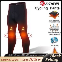 Cycling Pants X-TIGER Man Cycling Bib Trousers Winter Thermal Mountain Bike Pants Bicycle Tights 5D Gel Pad Cycling Bib Pant Cycling Equipment 231124