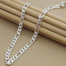 Chains 925 Sterling Silver 8mm Chain Sideways Necklace Man Woman Senior Luxury Jewelry Statement