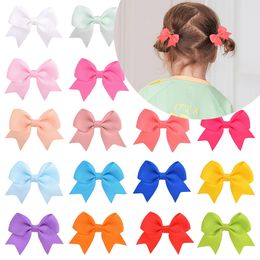 2.5" Solid Grosgrain Ribbon Bows Clips Hairpins Girl's Ribbon Hair Bow Hair Clips Baby Girls Barrette Hair Accessories