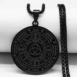 Pendant Necklaces Witchcraft Astrology Stainless Steel Divination Irish Knot Chain Necklace Black Colour Jewellery N2273S02