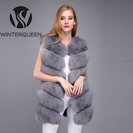 Fur Natural fox fur jacket winter outdoor warm women's vest fashion luxury sleeveless real fox fur plus size coat