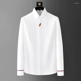 Men's Dress Shirts Non-ironing Long-sleeved Elastic Slim-fit Anti-wrinkle Shirt Four Season Seamless Formal Wear