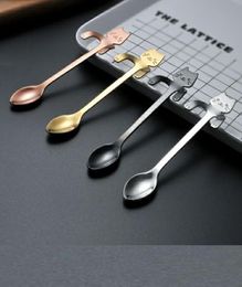 500pcs Stainless Steel Coffee Tea Spoon Mini Cat Long Handle Creative Hanging Spoons Drinking Tools Kitchen Gadget Flatware Tablew2619026