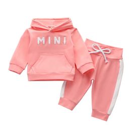 Clothing Sets Autumn Toddlers Sportwear Clothes Set Baby Girls Lette Long Sleeve Hooded Top Sports Style Trousers