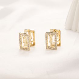 Womens Stud Earrings Designer Monogram Earrings 18K Gold Plated Diamond Earring Design For Women Jewelry 2024 Wedding Love Stainless Steel Jewelry Wholesale Gift