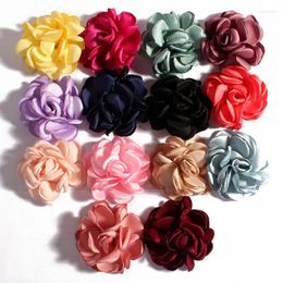 Decorative Flowers 10Pcs 5.5CM Burned Edge Flower Boutique Flatback Artificial Soft Grilled Silk Fabric Wedding Party Home Floral Wreath