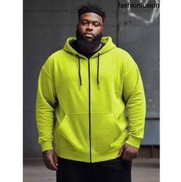 Men's Jackets ZOOY L 9XL Plus Size Personality Multicolor Solid Colour Casual Blocked Zip Up Hoodie Jacket