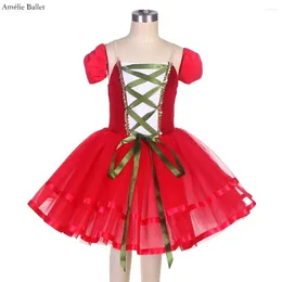 Stage Wear 15341 Arrival Red Velvet Bodice Ballet Costumes Adult Tutu Romantic Costume Dance For Performance