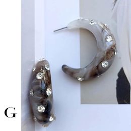 Hoop Earrings & Huggie Personality Fashionable Rhinestone Resin For Women Moon Shape Gematric Semicircle Wedding PartyHoop Odet22