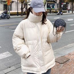 Parkas Women Winter Fashion Bubble Coats Jackets Cotton Padded Bread Coat Fake Two Stand Collar Thickened Loose Black Warm Streetwear