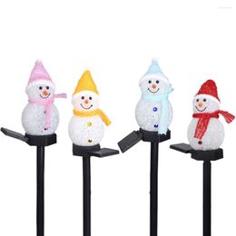 Solar Garden Light Snowman LED Waterproof Christmas Ground Plug Lawn Lamp For Patio Pathway Yard