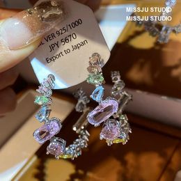 Stud Delicate Chic Geometric Colourful Cubic Zirconia Earring for Women Trendy Earrings Exquisite Charm Jewellery Romantic Jewellery 231127