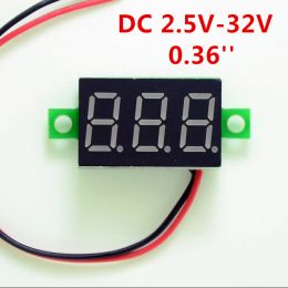 DC 2.5V-30V 2-Wire 0.36in LED Digital Display Panel Battery Voltmeter Battery Voltage Meter for Auto Car Motorcycle Battery