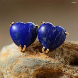 Stud Earrings Classic Women Elegant Heart Shape Lapis Labradorite Amethysts Earring Teengirls Luxury Jewelry Bijoux