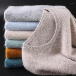 Men's Sweaters Round Neck Mink Cashmere Sweater Thickened Solid Colour Warm Pullover Knitted Bottoming Autumn Winter